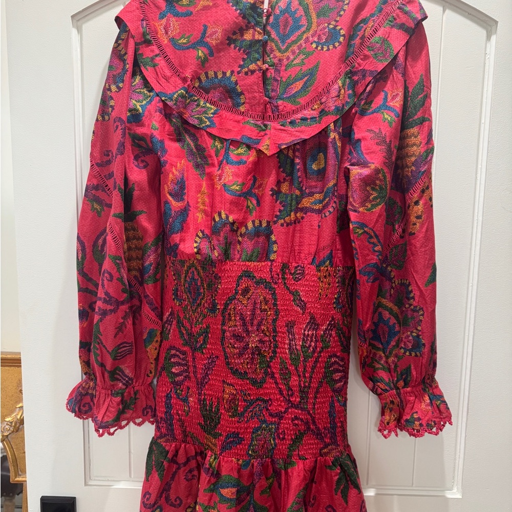 Farm Rio Red Tapestry Ruffle Mini Dress - Picture 5 of 8